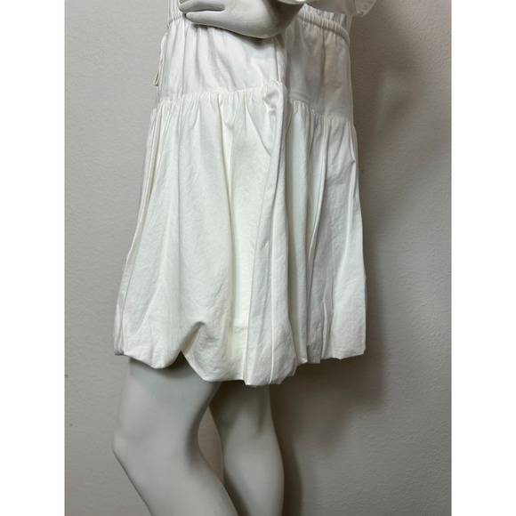 Reformation Moira Mini Dress Size 10 Large White Cotton Button Bubble Hem NWT - Picture 10 of 11